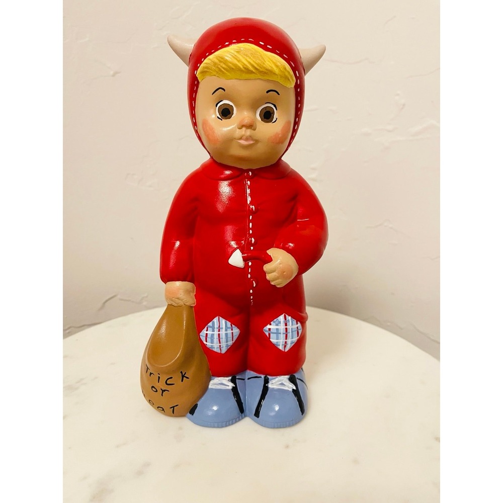 Vintage Halloween Ceramic Little Red Devil‎ Trick or Treater